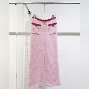 CHANEL Pink and White Tweed Fabric